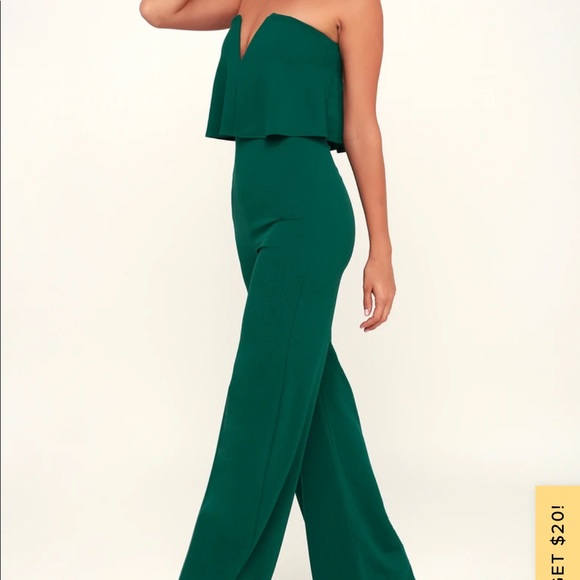 Lulu's Pants & Jumpsuits Lulus Power Of Love Emerald Green Jumpsuit